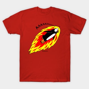 Flaming Flying Screaming Penguin T-Shirt